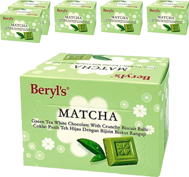 Beryl's 餅乾粒綠茶味白巧克力 添加植物油, 60g, 6盒