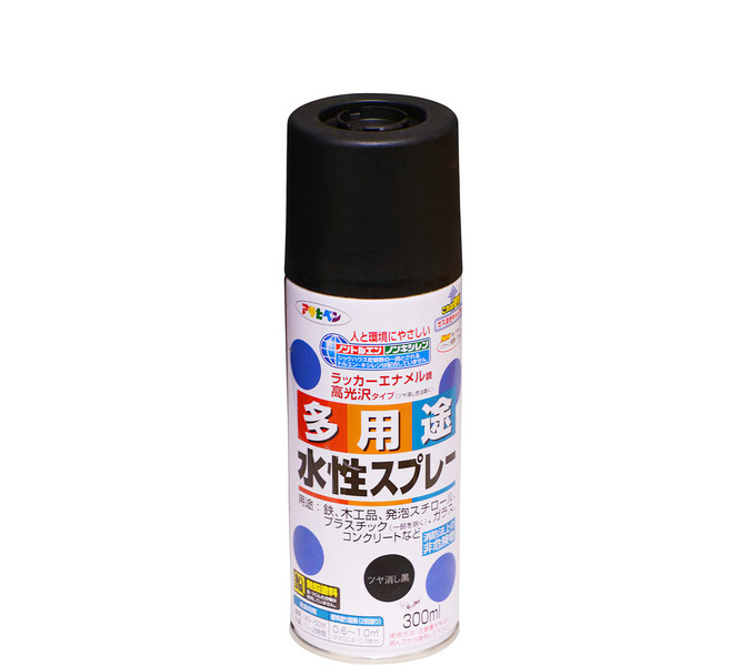 ASAHIPEN 水性室內外多用途噴漆, 平光黑, 300ml, 1罐