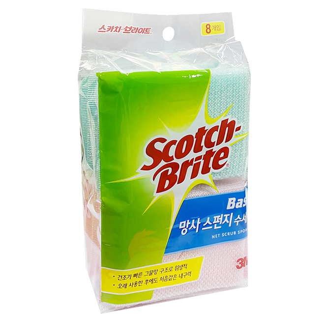 3M Scotch-Brite 百利 Basic 網狀海綿菜瓜布, 8入, 1包