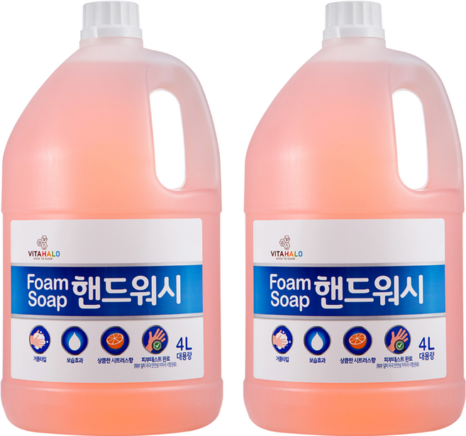 VITAHALO 泡泡洗手慕斯大容量補充瓶 葡萄柚, 4L, 2桶