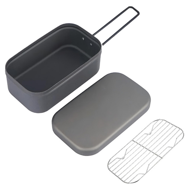 煮飯神器 飯盒 800ml (中) 黑色 + 304 蒸架, 1組