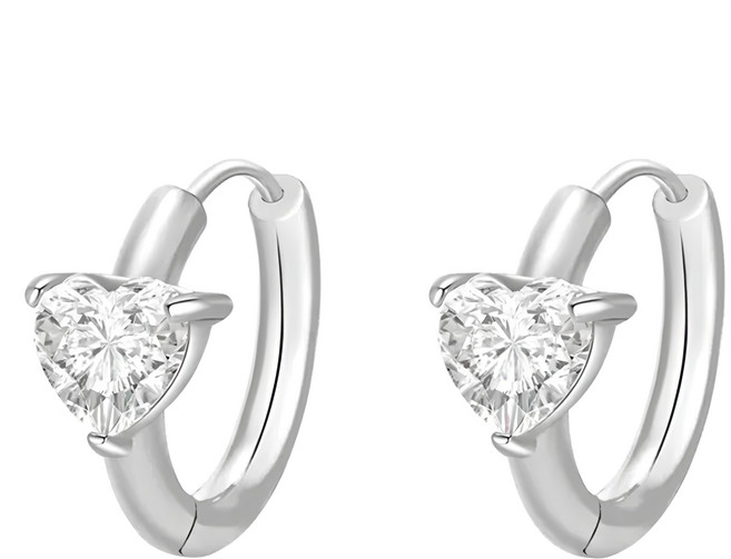 Brilliant Beauty 耀眼美人 愛心鋯石鑽圓圈環鈦閃耀/鈦剛耳環