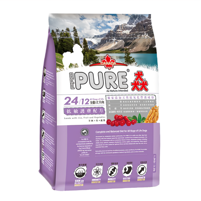 PRO PURE 猋 全齡犬 敏感皮膚配方乾飼料, 1袋, 1.5kg, 羊肉