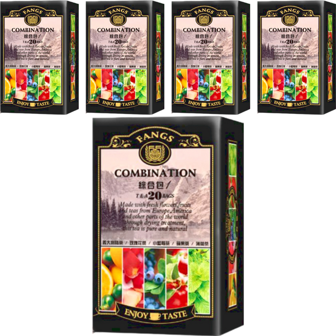 FANGS 方氏 綜合包1 2g 20包, 義大利桔 玫瑰花 小藍莓 蘋果 薄荷茶, 5盒