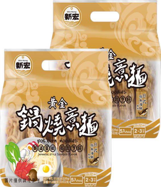 新宏 黃金鍋燒意麵 日式柴魚海鮮風味, 335g, 2袋
