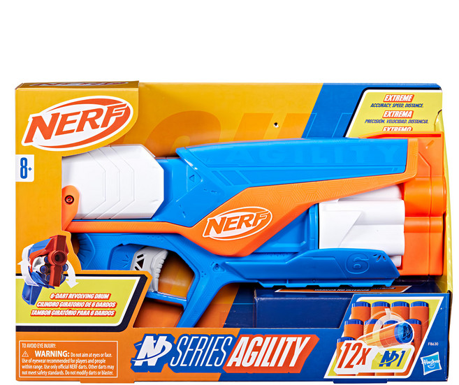 NERF 樂活打擊 N系列 玩具槍 6發轉輪彈鼓 附帶12發 Nerf, 敏捷者 藍色 + 白色 + 橘色, 1盒