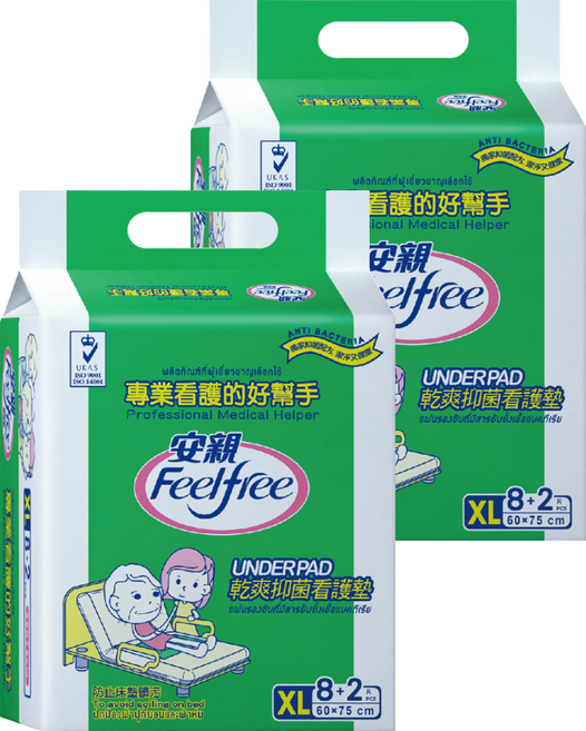 Feelfree 安親 乾爽抑菌看護墊, XL, 10片, 2包