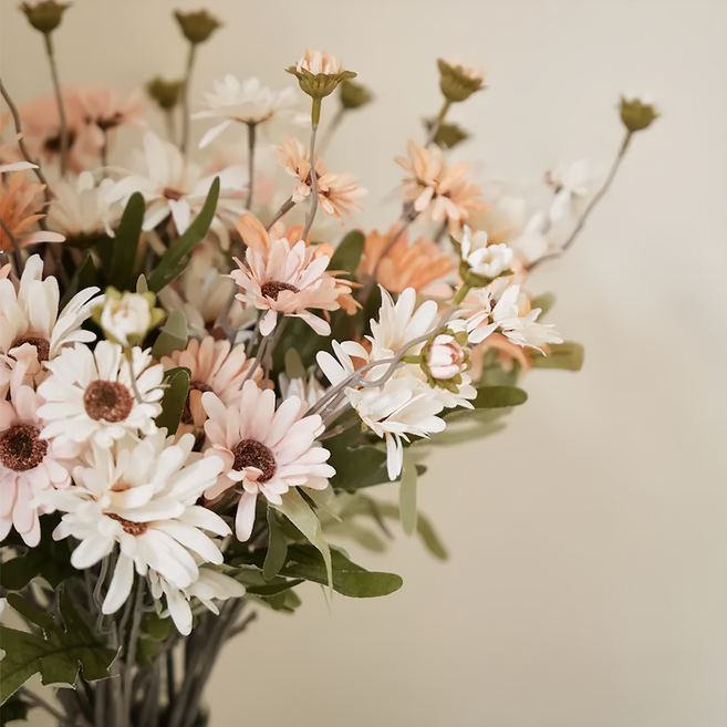 沐慕家居 仿真花小野玲梅套裝, 白色, 6個