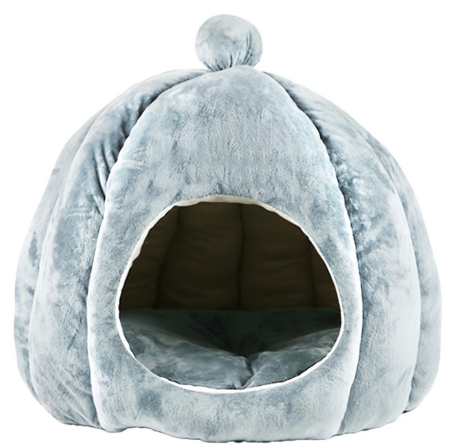 哈囉毛孩 立體南瓜造型保暖寵物窩, 淺灰, 1個