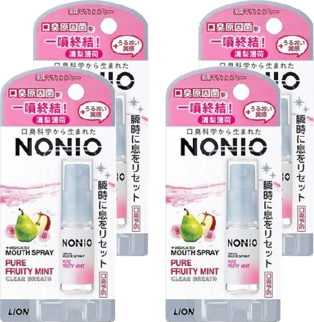 LION 獅王 NONIO 終結口氣淨涼噴劑 清梨薄荷 5ml 口腔噴霧, 4罐