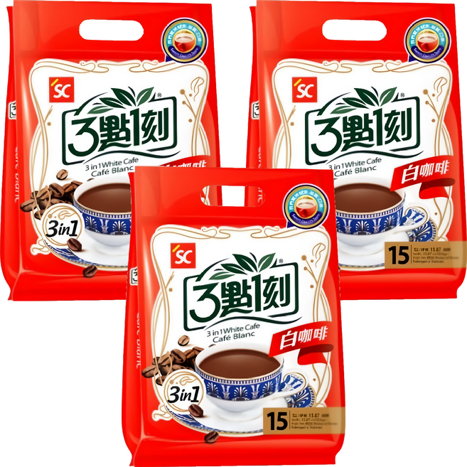 3點1刻 3合1白咖啡, 30g, 15包, 3袋