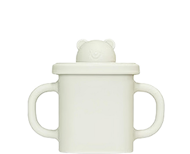 MODU'I BLUEMAMA 幼兒鉑金矽膠熊熊水杯零食杯 - 350ml, 搪瓷白, 1個