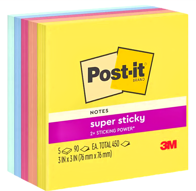 3M Post-it 利貼 狠黏便條紙紙磚, 654-5SSJY, 450張, 1組