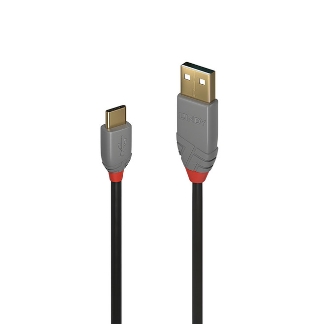 LINDY 林帝 ANTHRA USB2.0 Type-C/公-Type-A/公傳輸線, 黑色, 1條, 1m