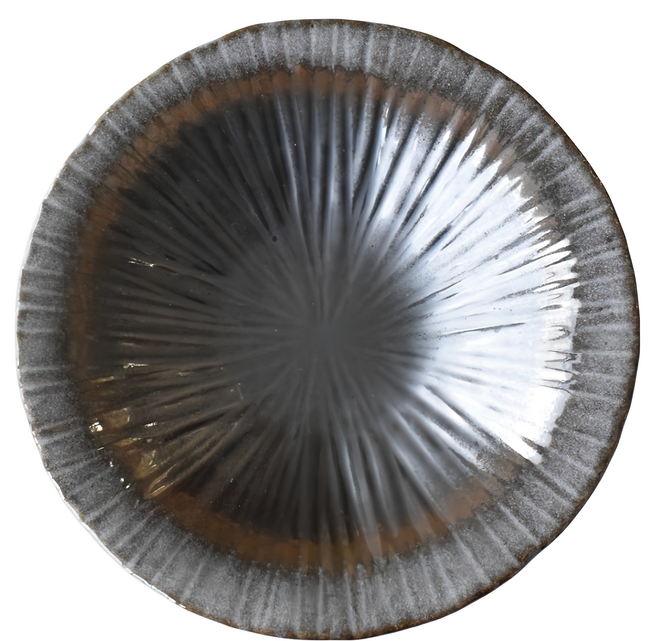 SAWATOUKI 佐和陶瓷 炭銀彩十草7皿, 黑色, 1個