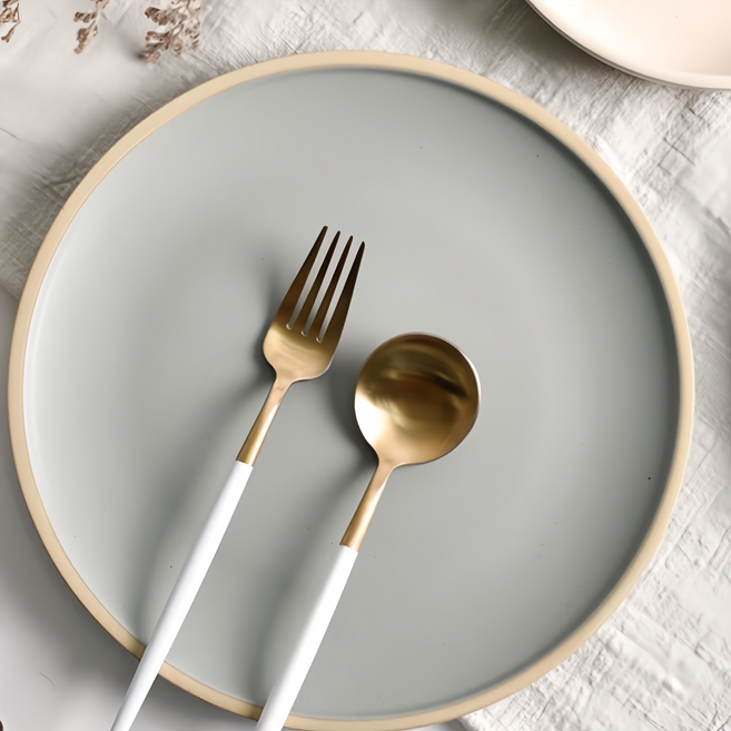 Homely Zakka 莫蘭迪啞光磨砂陶瓷餐盤碗餐具 小圓平盤, 莫蘭迪灰, 1個