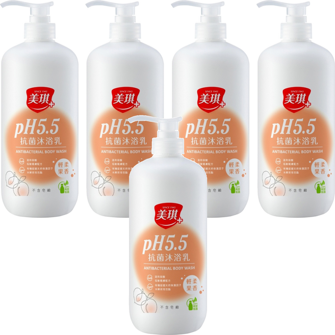 美琪 PH5.5 抗菌沐浴乳 輕柔果香, 1L, 5瓶