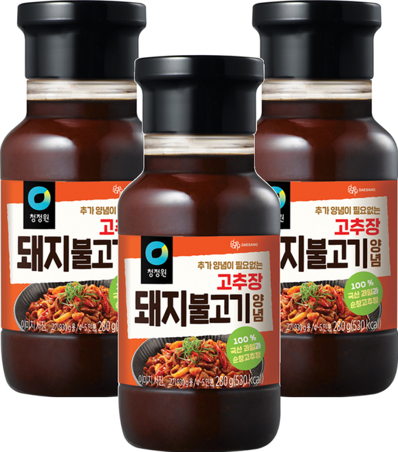 清淨園 大象韓式醃烤肉醬 辣味, 280g, 3瓶
