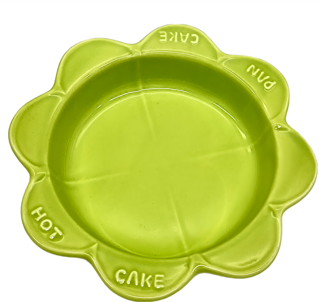 三陶株式會社 陶瓷焗烤盤 太陽花 綠色 日製 直徑17.2cmx高2.9cm, 1個