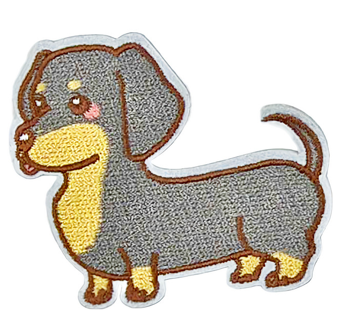 Hi 你好 刺繡貼紙, 黑臘腸, 1張