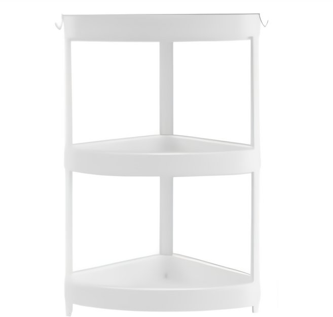 浴室落地置物架-02.三角三層(支架x6)-單個售, 1入, 白色