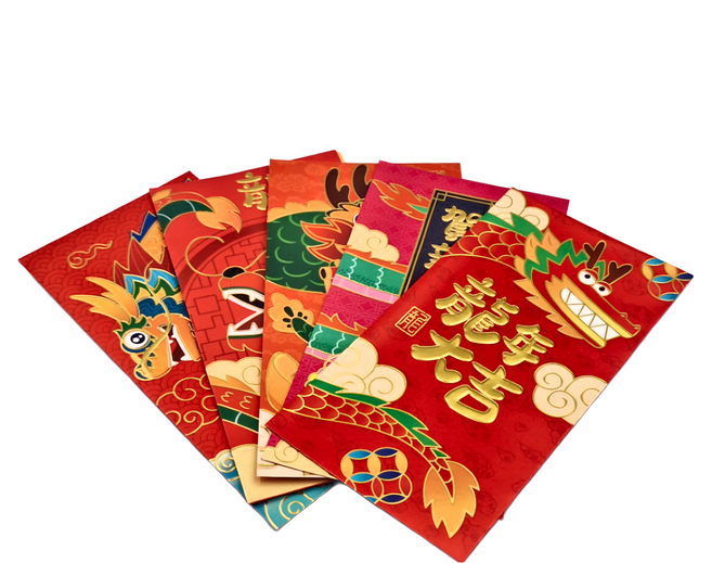 百貨King 龍年創意燙金紅包 龍年大吉系列 6入 燙光紙, 10組