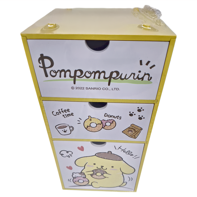 U-House 樺新 SANRIO 三麗鷗 布丁狗甜點直式三抽盒 33 x 16.5 x 16.5cm, 布丁狗甜點, 1個