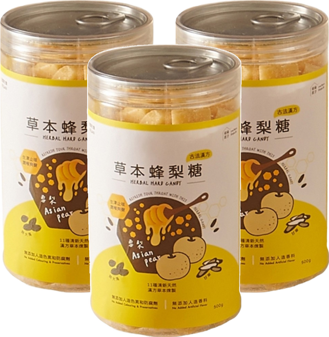 Love Nature Simple Life 依琦匠子 草本蜂梨糖 原味, 500g, 3罐