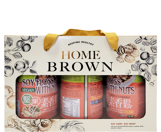 HomeBrown 紅布朗 堅果素香鬆3入禮盒, 200g, 1盒