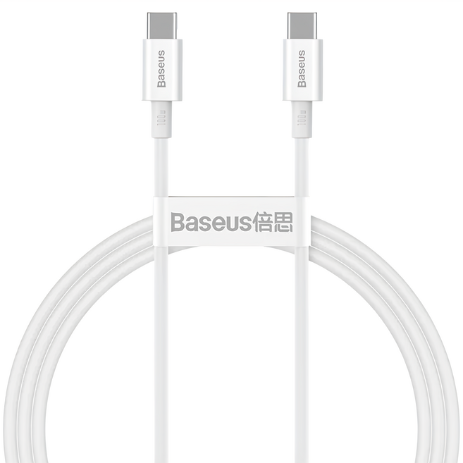 Baseus 倍思 優勝系列 Type-C to Type-C 100W快充數據線, 1m, 白色, 1條
