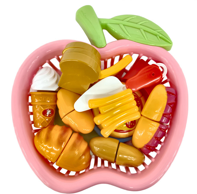 kidmate 孩子王 塑膠材質 適用年齡3歲以上, 多色 蘋果籃麵包切切樂, 1組