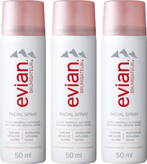 evian 依雲 天然礦泉護膚保濕噴霧, 50ml, 3瓶