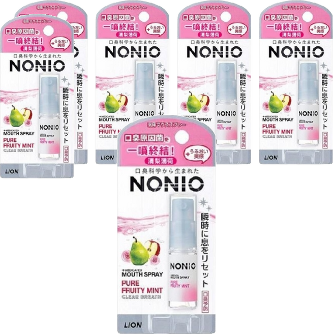 LION 獅王 NONIO 終結口氣淨涼噴劑 清梨薄荷 5ml 口腔噴霧, 6罐