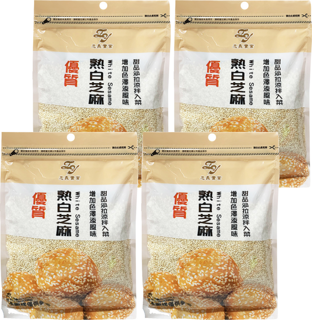 忠義 熟白芝麻, 220g, 4包