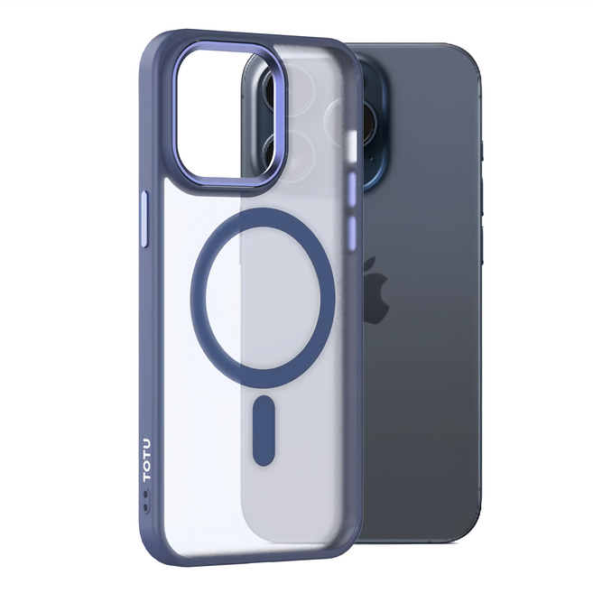 TOTU 拓途 金盾系列 磁吸 手機殼 iPhone 15 Pro 防摔 合金框 高透 藍色