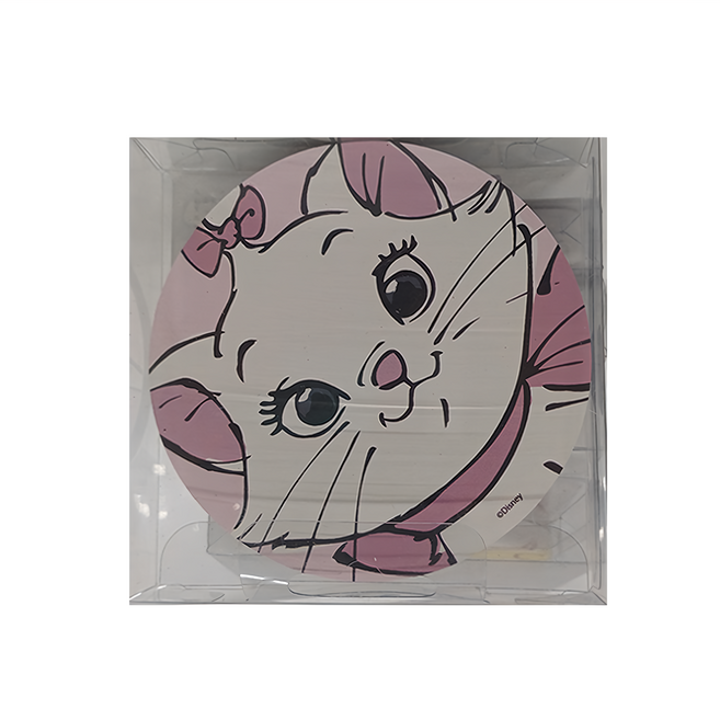 軟式珪藻土杯墊 圓型款 2個, 大臉瑪麗貓 粉紅色, 1組