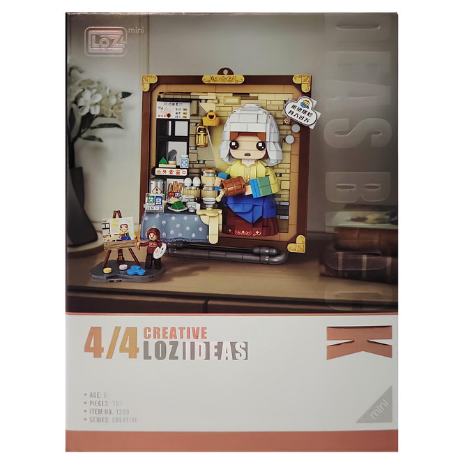 LoZ 立體畫 倒牛奶的少女 積木玩具 3歲以上, 倒牛奶的少女 棕色, 1盒