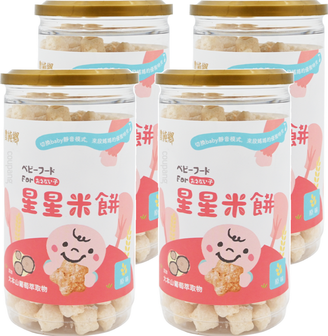 農純鄉 寶寶星星米餅 6個月以上適用, 原味, 40g, 4罐