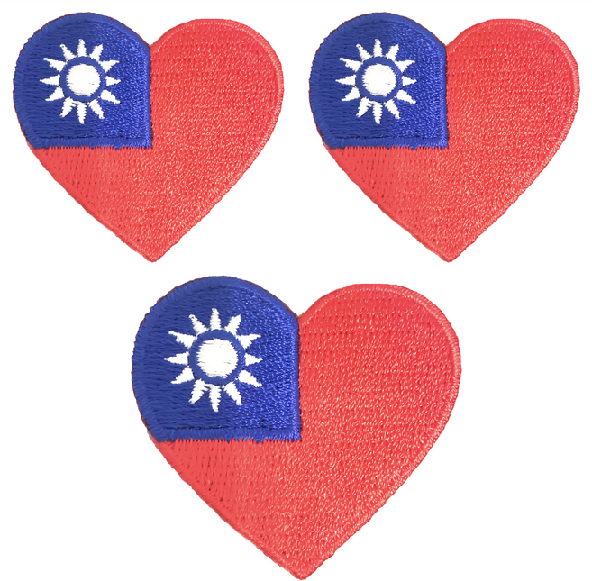 A-ONE 匯旺 台灣愛心國旗刺繡布貼 NO.036 1g 3個, Red, Blue, White, 1個