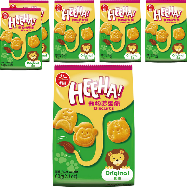 九福 動物造型餅乾 九種動物造型 小巧可愛 適合大人小孩, 60g, 6包