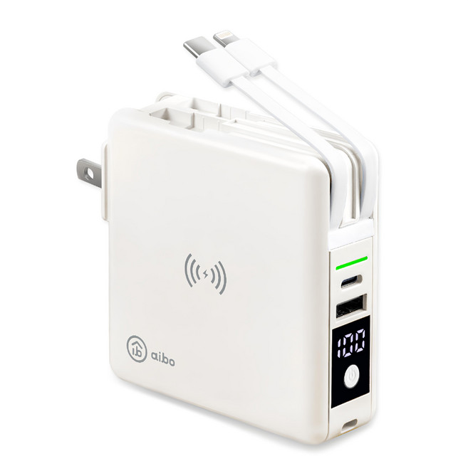 aibo 快充行動電源 無線磁吸 + PD + QC, BPN-TK100-W, 奶酪白