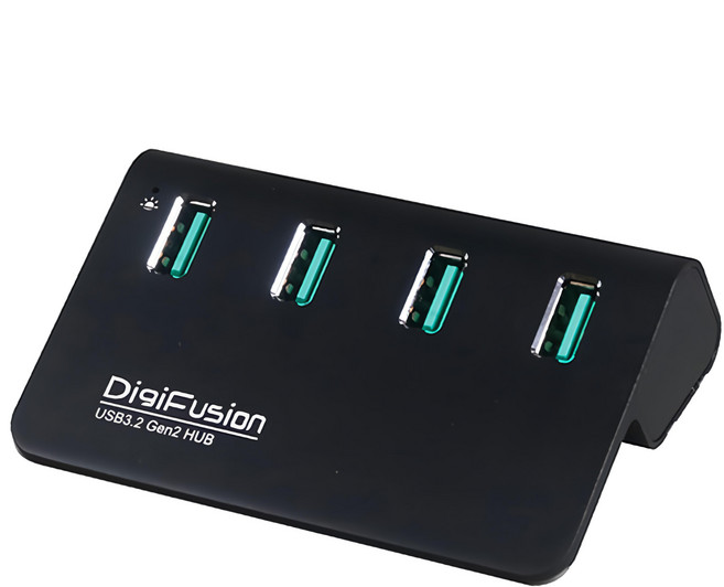 DigiFusion 伽利略 集線器 USB3.2 Gen2 4埠集線器 鋁合金 Hub 10Gbps 支援Win Mac Linux, 黑色, 1個