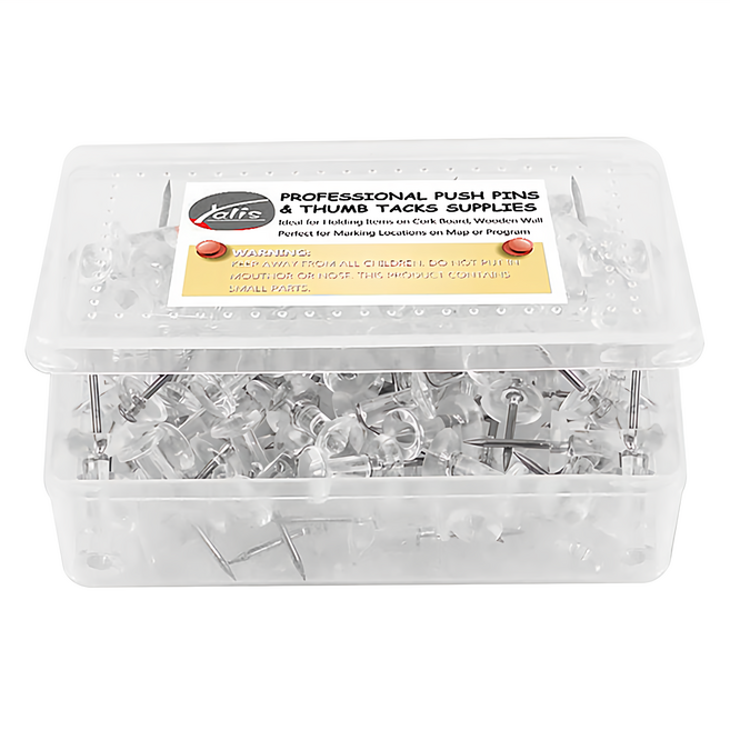 Yalis 透明頭圖釘 大頭針 針長1cm, 100個, 1盒