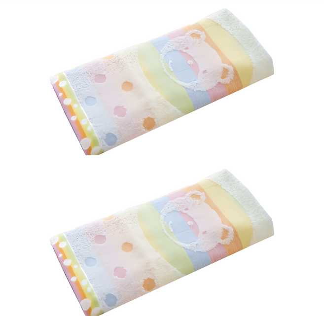 SHING LONG TEXTILE 台灣興隆毛巾 棉紗 彩虹熊美棉毛巾 104g, 彩虹熊, 2條