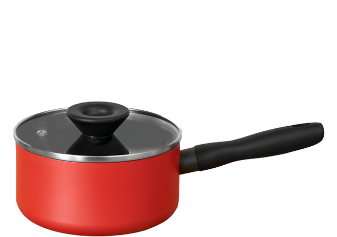 MEYER 美亞 電磁爐適用 BAUHAUS 革新紅導磁單柄湯鍋 1.4L 含蓋, 16cm, 革新紅, 1個
