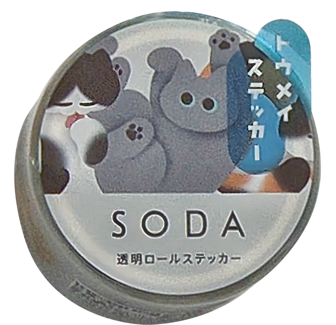 KING JIM HITOTOKI SODA 透明PET卷狀膠帶 單張貼紙款 30mm 滾滾, 1個