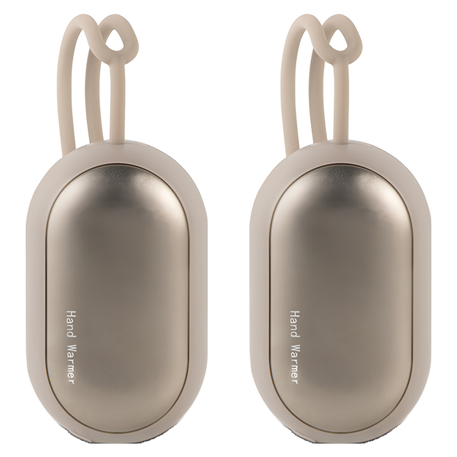 aibo 二合一磁吸分離式 暖手寶/暖蛋 三檔調溫 2個, 奶茶棕, USB-24N-HW200