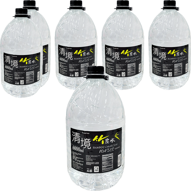 清境 竹炭水, 6L, 6桶