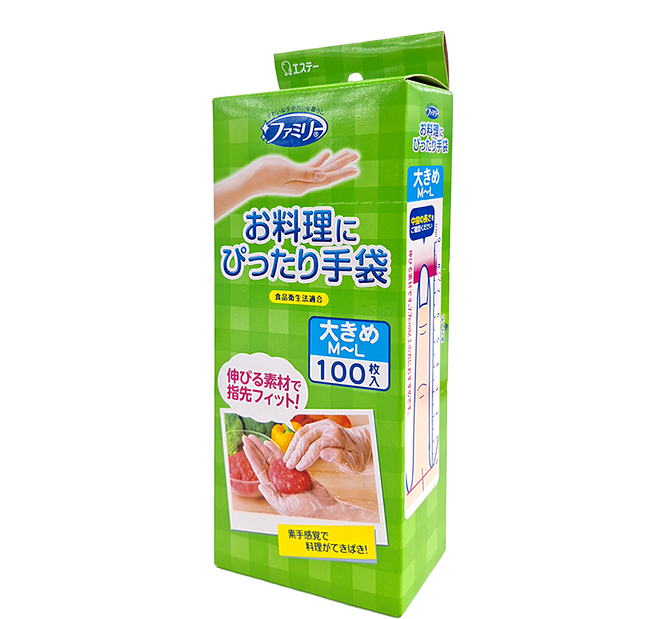 ST 雞仔牌 超薄料理用半透明手套 M~L(全長29cm 掌圍22cm 中指長8cm), 100個, 1盒