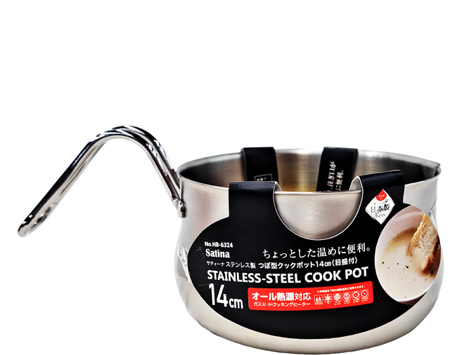 PEARL LIFE 珍珠金屬 日本製不鏽鋼牛奶鍋 有刻度 1.1L, 14cm, 不鏽鋼, 1個